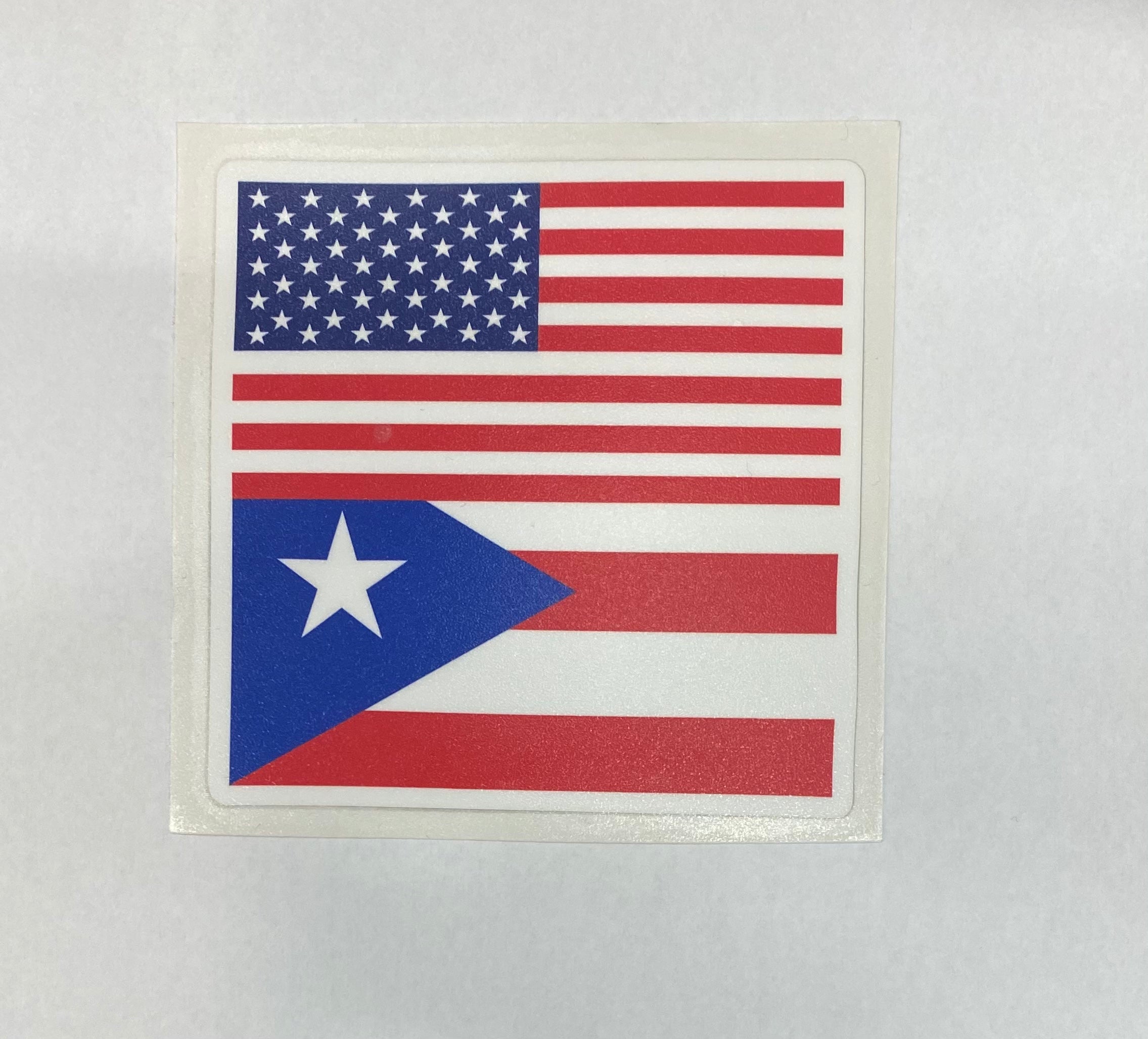 Sticker con bandera de Puerto Rico y Estados Unidos horizontal