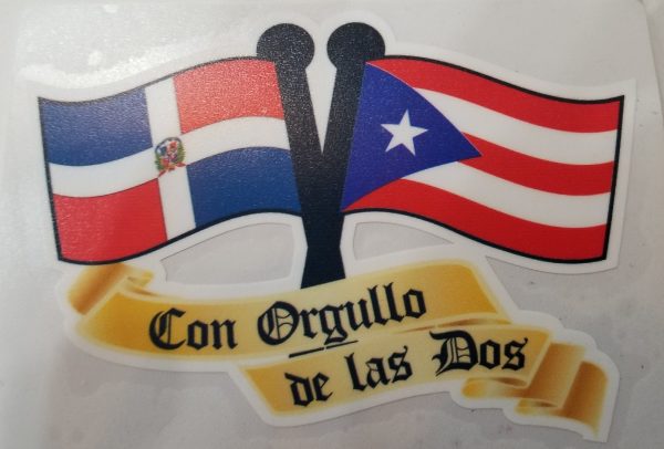 Sticker de PR - "Con orgullo de las dos" Dominicano y Puertorriqueño